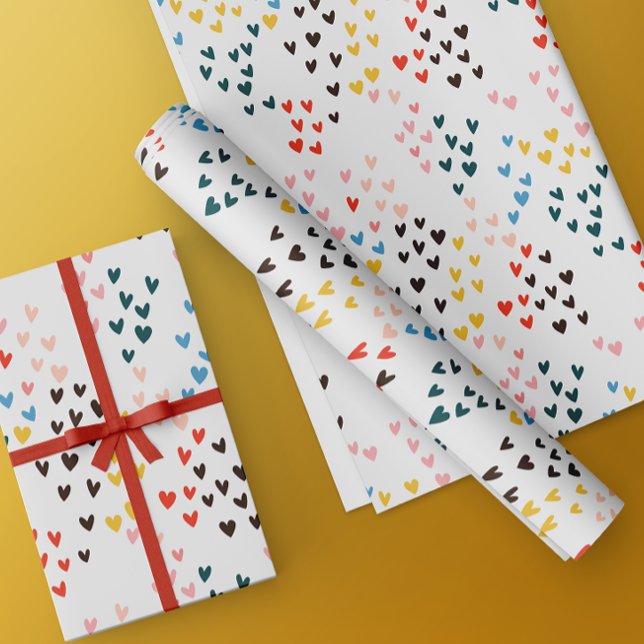 Papier Cadeau Doodle Hearts colorés Saint Valentin (Créateur téléchargé)