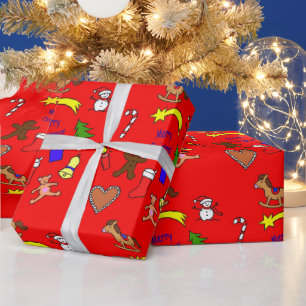 Papier Cadeau Doodles de Noël mignons