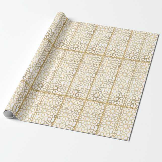 Papier cadeau d'or Conception géométrique (Déroulé)