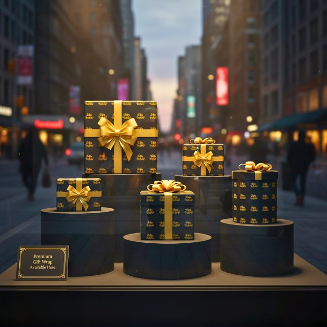 Papier Cadeau Doré glamour enveloppement d'anniversaire (Golden Glamour Birthday Wrap)