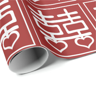 Papier Cadeau Double Happiness Chinese Mariage Heart Detail V1