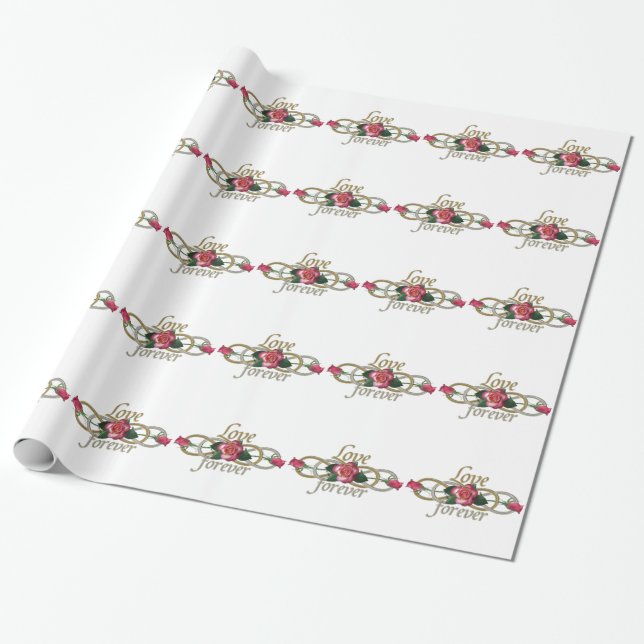 Papier Cadeau Double Infinité - Amour Rose pour toujours (Déroulé)