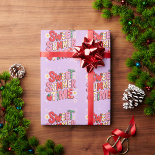 Papier Cadeau Douce Coquette Été Strawberry Retro Plage