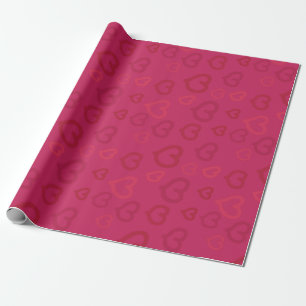 Papier Cadeau Douce dessinée Coeurs roses Motif sur couleur pers