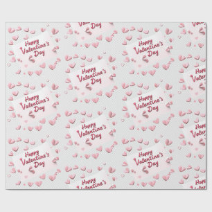 Papier Cadeau Douce Dispersion : Cœurs Corail et Rose Pâle