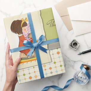 Papier Cadeau Douce Fille Priante Merci Dieu