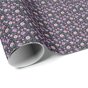 Papier Cadeau Douce Fleur Violet et Rose