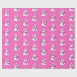 Papier Cadeau Douce flocon de neige rose blanc Noël 