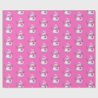 Papier Cadeau Douce flocon de neige rose blanc Noël 