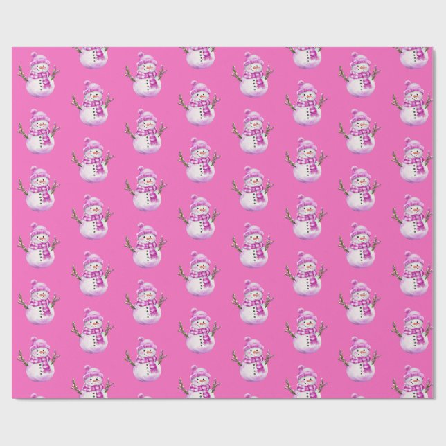 Papier Cadeau Douce flocon de neige rose blanc Noël  (Plat)