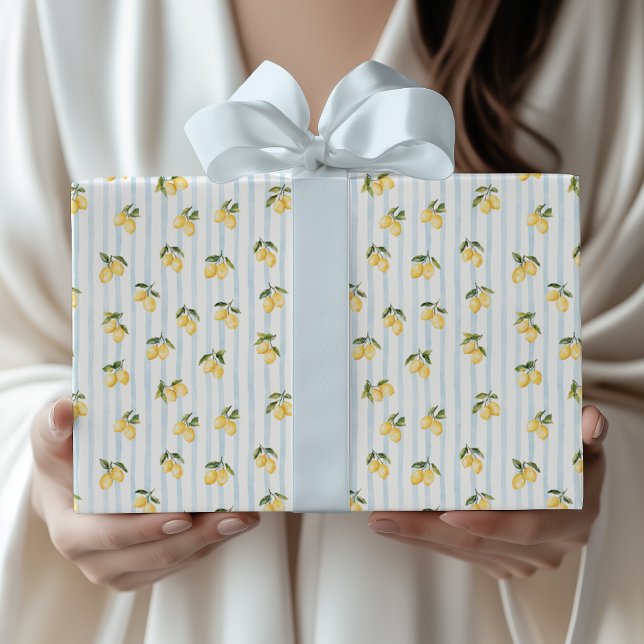 Papier Cadeau Douce Mariée Italienne Lemon Blue (Créateur téléchargé)