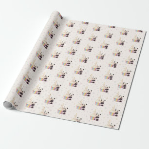 Papier Cadeau Douce Panda Pastel pour le 1er Anniversaire de Béb