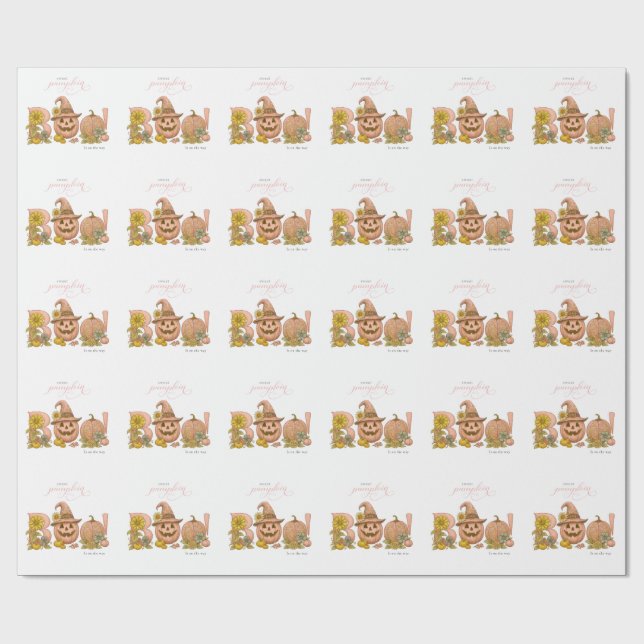 Papier Cadeau Douce petite citrouille patch florale est en route (Plat)
