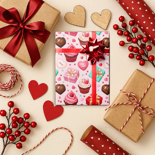 Papier Cadeau Douce rose Saint-Valentin