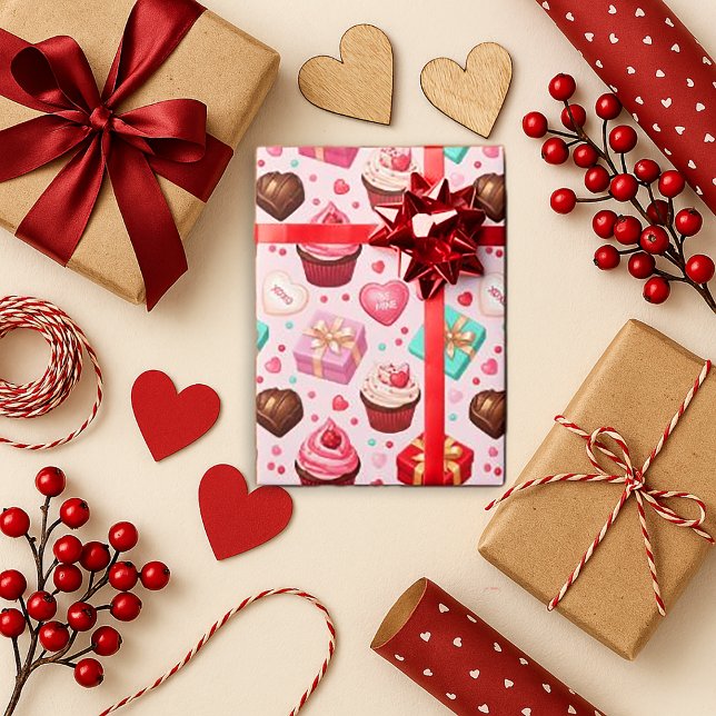 Papier Cadeau Douce rose Saint-Valentin (Créateur téléchargé)