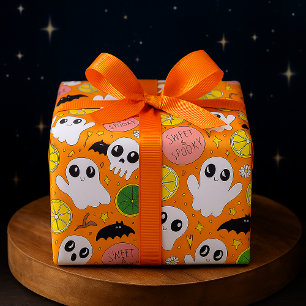 Papier Cadeau Douce & Squelettes Halloween Fantômes, Citron & Ag