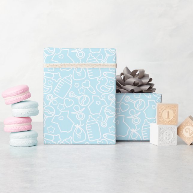 Papier Cadeau Douces arroses bleues (Baby Shower)