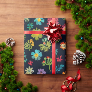 Papier Cadeau Douceurs et fleurs colorées