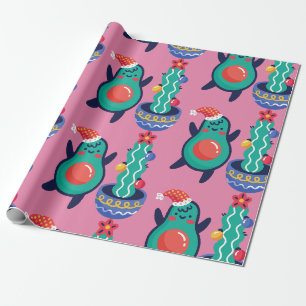 Papier Cadeau douloureux avocat de noël xmas cactus