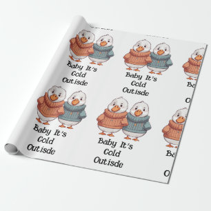 Papier Cadeau Doux de caricature mignonne Froid Geese Canard Cou