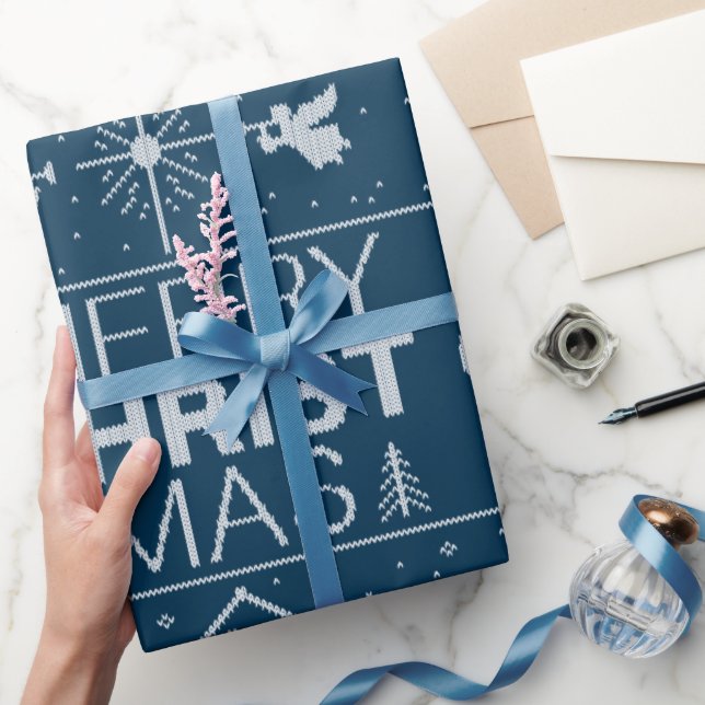 Papier Cadeau Doux de Noël moche Religieux Christian Bleu (Cadeaux)