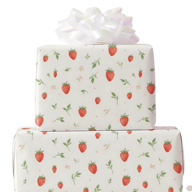 Papier Cadeau Doux Motif Fraise Mignon (Créateur téléchargé)