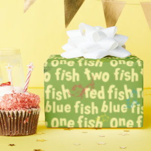 Papier Cadeau Dr. Seuss   Typographie d'Un Poisson Deux Poissons
