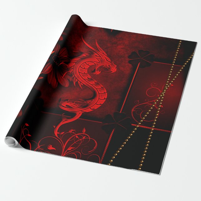 Papier Cadeau Dragon chinois (Déroulé)