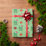 Papier Cadeau Dragon Christmas Winter Animaux Dragon Holiday<br><div class="desc">Le dragon à Noël avec des lumières de fées. Animaux amusants avec des cadeaux et de la neige pour les vacances. Un doux salut de Noël. Les dragons sont des animaux mignons et parfaits pour Noël.</div>