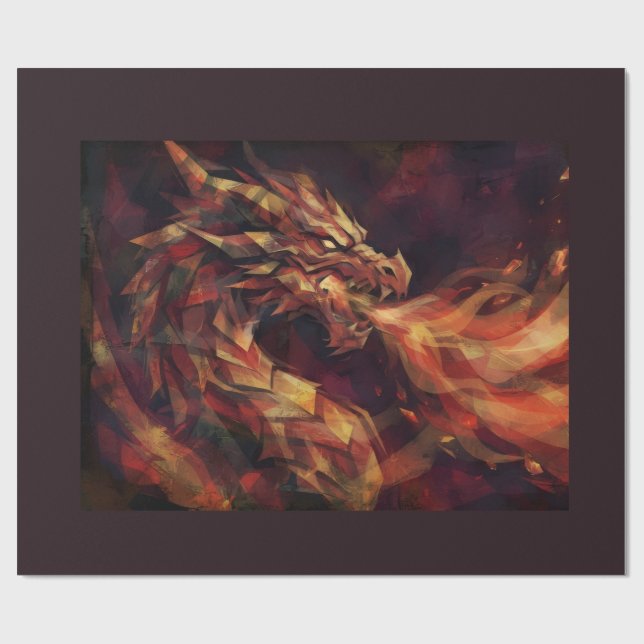 Papier Cadeau Dragon Fougueux (Plat)