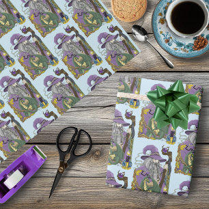 Papier Cadeau Dragon Sorcier Celtique Fantastique Violet