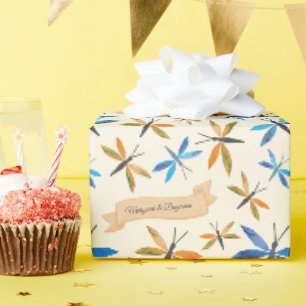 Papier Cadeau Dragonflies rétro élégantes libellules dessinées à