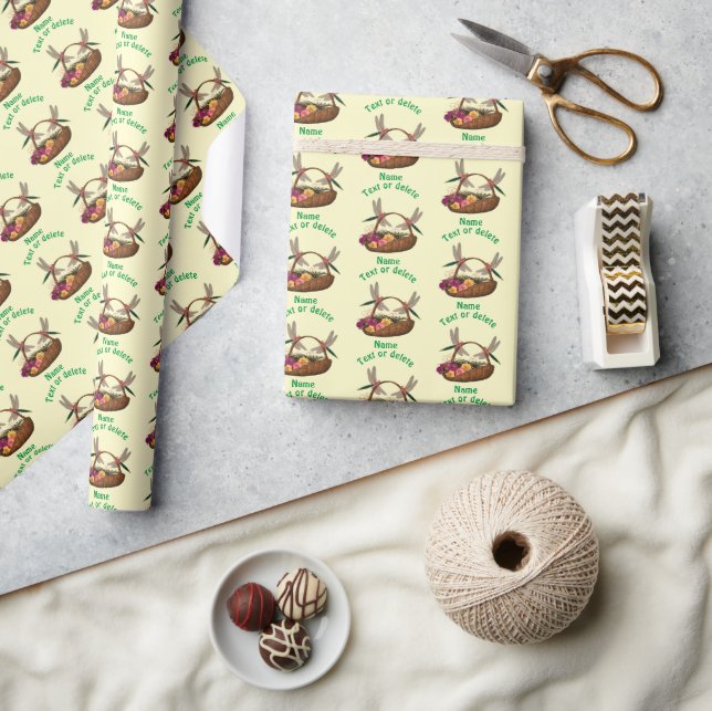 Papier Cadeau Dragonflies Sur Le Panier De Fleurs Personnalisé (Artisanat)