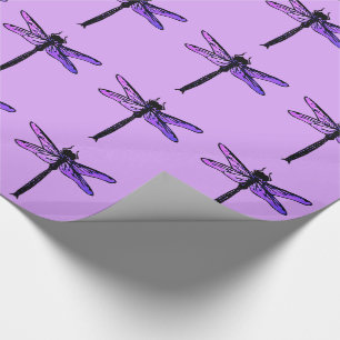 Papier Cadeau Dragonfly japonaise vintage, améthyste violet