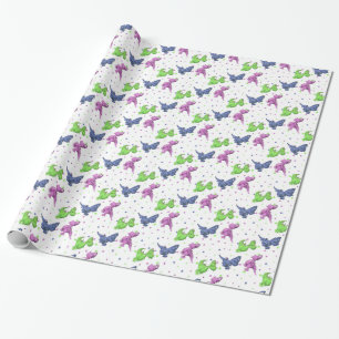 Papier Cadeau Dragons bleus, verts et roses mignons