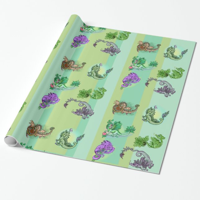 Papier Cadeau Dragons du jardin Little Herb (Déroulé)
