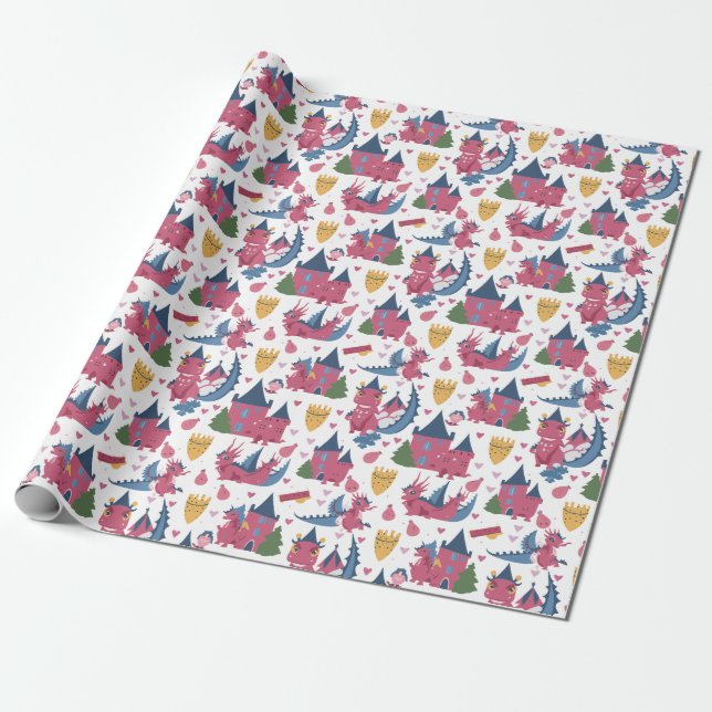 Papier Cadeau Dragons et châteaux  (Déroulé)