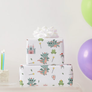 Papier Cadeau Dragons Knights Fairytale Château médiéval