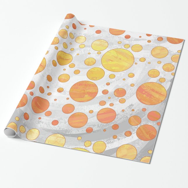 Papier Cadeau Dragons Oeil Orange Polka Motif (Déroulé)