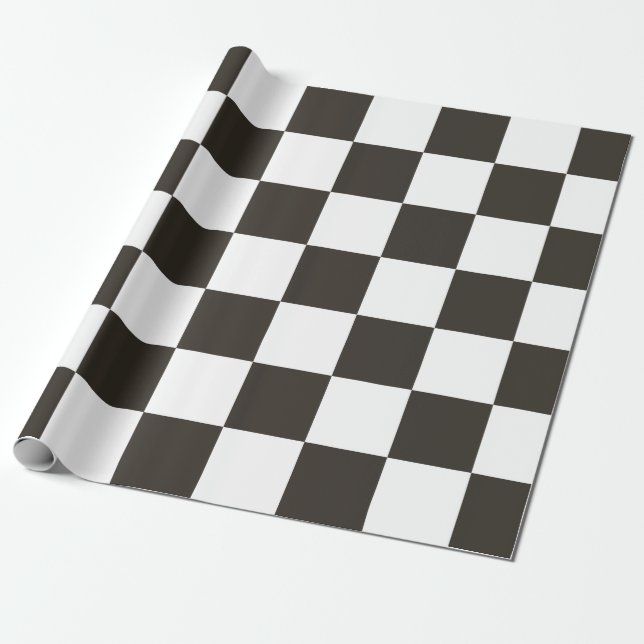 Papier Cadeau Drapeau À damiers (noir et blanc) (Motif du vérifi (Déroulé)