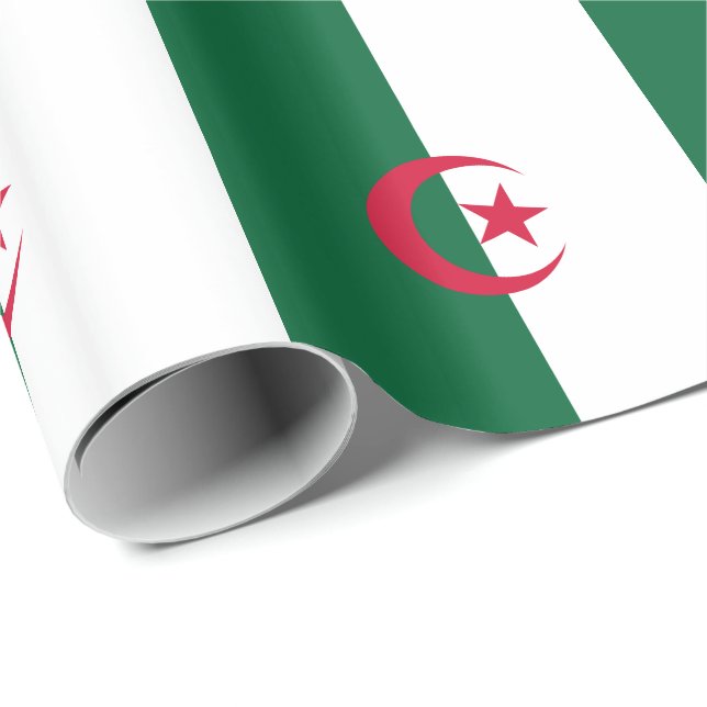 Papier Cadeau Drapeau algérien patriotique (Coin rond)