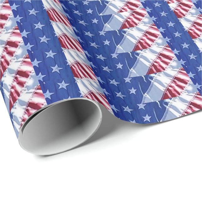 Papier Cadeau Drapeau américain (Coin rond)