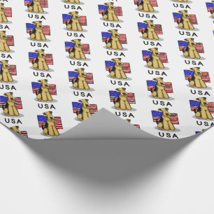 Papier Cadeau Drapeau américain Airedale Terrier Dog - mignonne