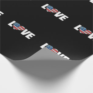 Papier Cadeau drapeau américain amour usa