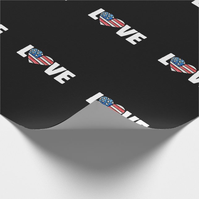 Papier Cadeau drapeau américain amour usa (Coin)