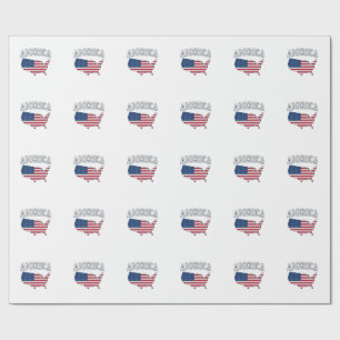 Papier Cadeau Drapeau américain Carte Patriotique Vintage Graphi