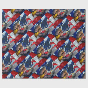 Papier Cadeau Drapeau américain de loup d'aigle chauve Patriotiq