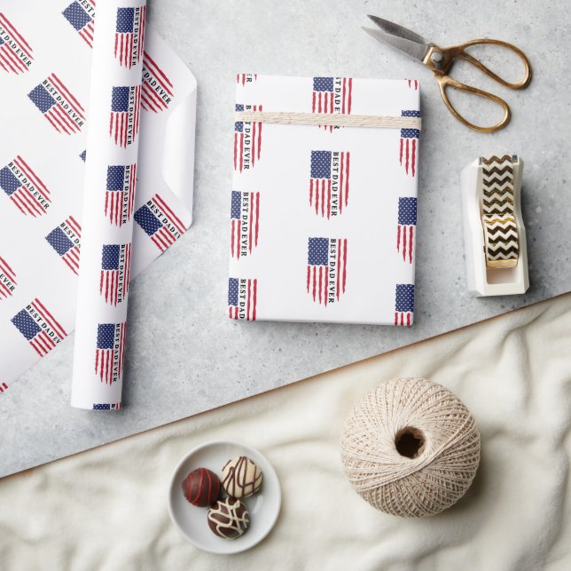 Papier Cadeau Drapeau américain du meilleur père (Artisanat)