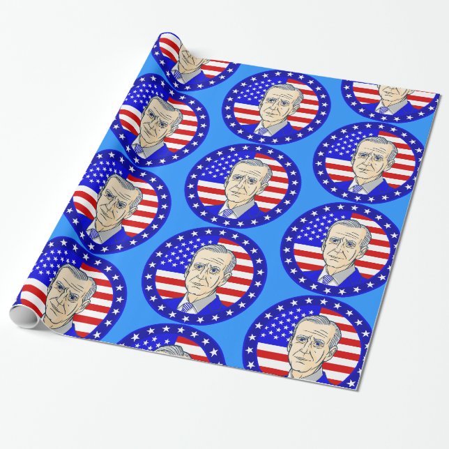 Papier Cadeau drapeau américain du président joe biden (Déroulé)