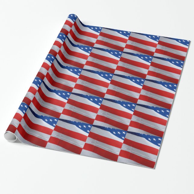 Papier Cadeau Drapeau américain, enveloppe de cadeau (Déroulé)
